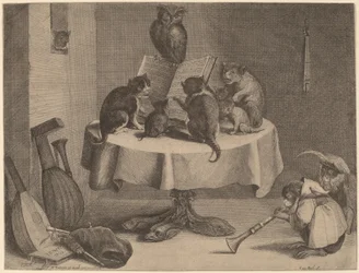 O Concerto do Gato (gravura e gravação em papel)